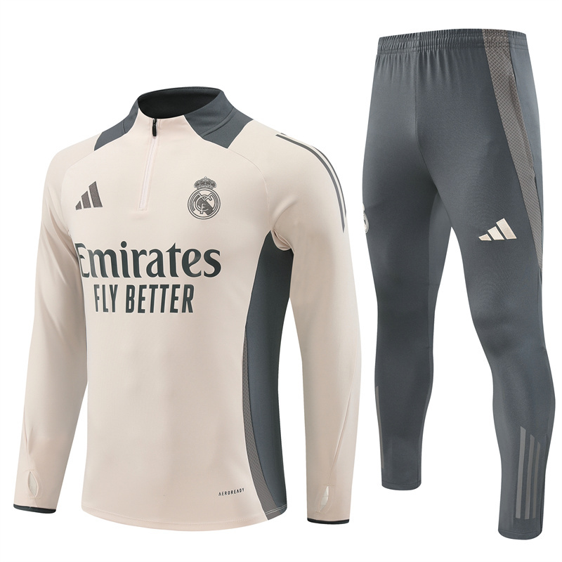 AAA Quality Real Madrid 24/25 Tracksuit - Light Beige/Grey